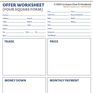 worksheet, car buyers guidebook, car buyers guide